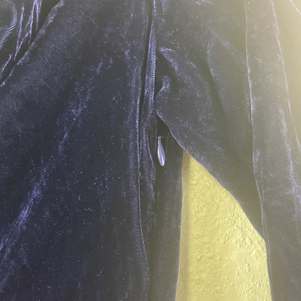 L'Academie Velvet Ruched High-Low Midi Dress XXS Blue Luxe Cocktail Evening - Picture 4 of 5